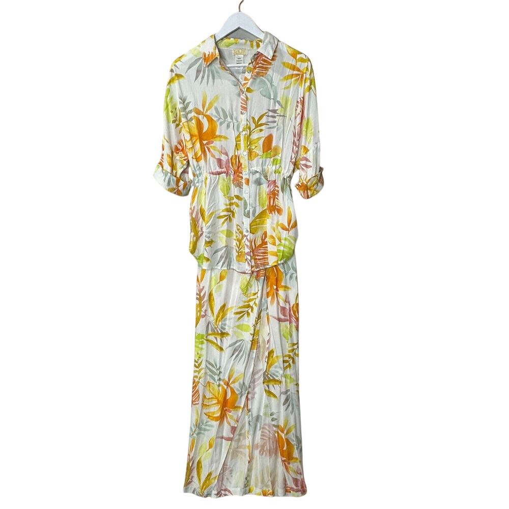 L*Space 2 Piece Pacifica Tunic & Mia Beach Cover-Up Leaf Print Women's Small NWT